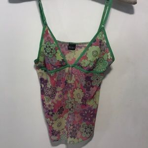 Teddy top, green and pink